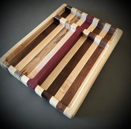 Three Compartment Valet Tray in Maple, Purple Heart, Walnut