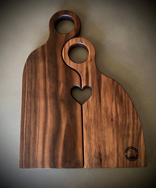 Romeo & Juliet Serving Board Pair in Walnut