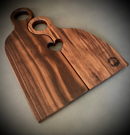 Romeo & Juliet Serving Board Pair in Walnut