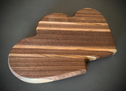 Double Heart Valet Tray - Walnut & Maple