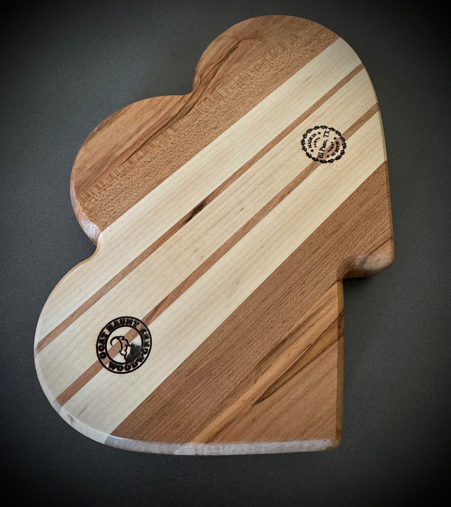 Double Heart Valet Tray - Maple