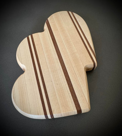 Double Heart Valet Tray - Maple & Walnut